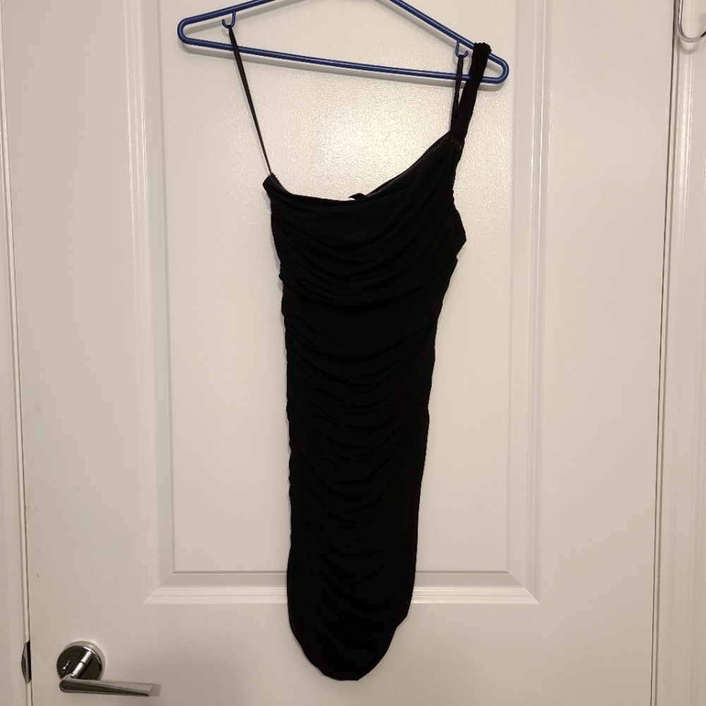BCBG Black One Shoulder Cocktail Dress
